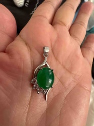Jade Cabochon and Cubic Zirconia Pendant