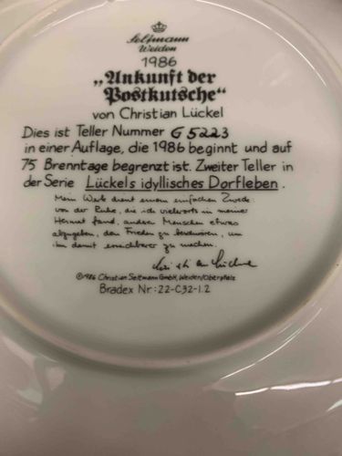 Seltmann Weiden 'Ankunft der Postkutsche' Collector's Plate by Christian Lückel (1986)