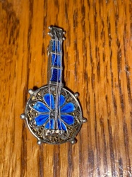 Vintage Banjo Filigree and Enamel Pin