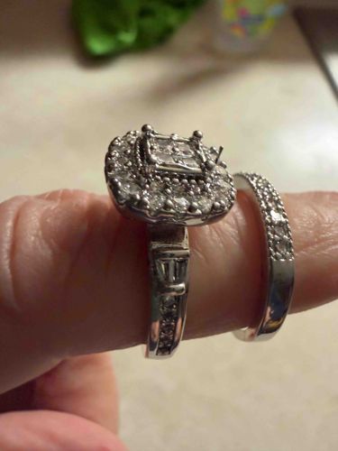 Princess-Cut Quad Halo Diamond Engagement Ring and Matching Wedding Band Set