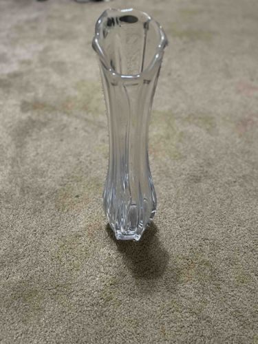 Clear Pressed Glass Fluted Vase