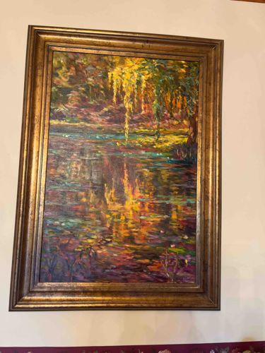 Impressionist Style Pond Landscape Painting
