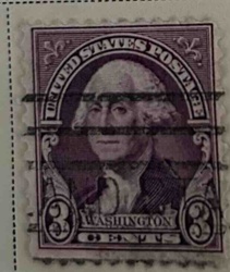 Used 3-cent George Washington US Postage Stamp