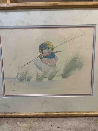 Framed Print: 'Fisherman' or similar Native American/Indigenous themed artwork