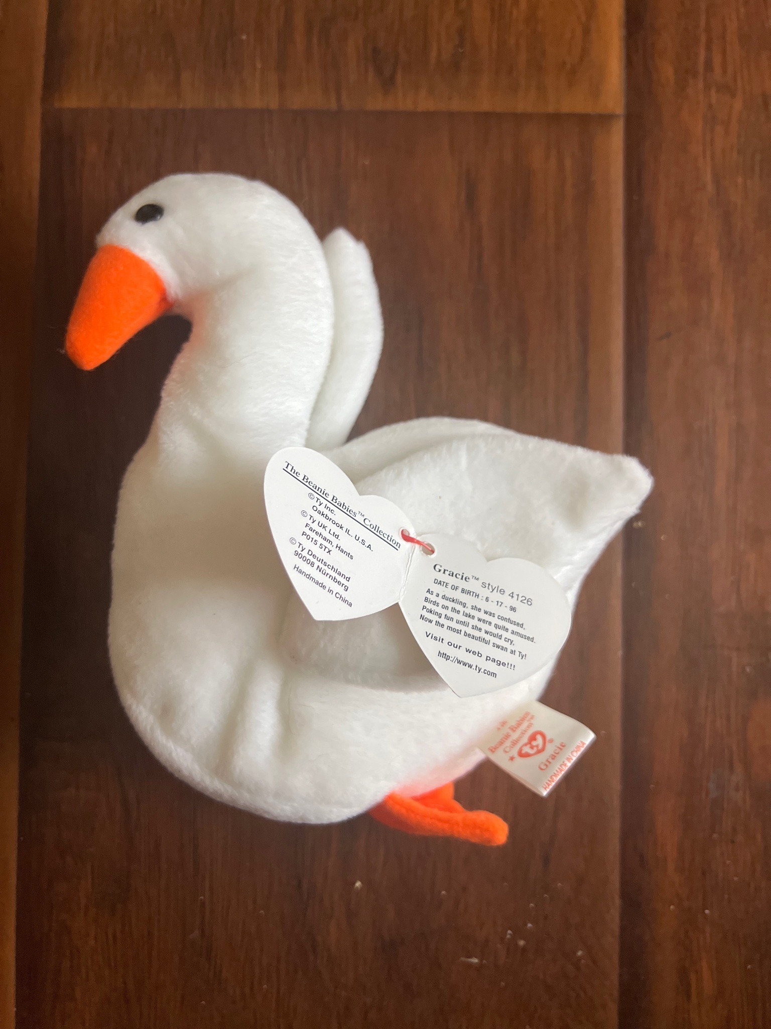 Submitted photo of Ty Beanie Babies 'Gracie' the Swan (not authenticated)