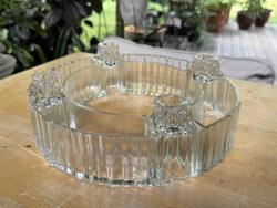 Clear Pressed Glass Centerpiece Ring with Taper Candle Holders