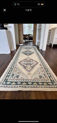 Hand-Knotted Oushak Style Hallway Runner