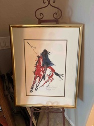 Framed 'Warrior on Horseback' Art Print (Abstract Style)