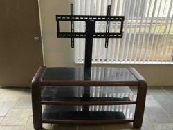 Modern Wood and Glass TV Media Console with Integrated TV Mount