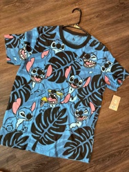 Disney Stitch Tropical Leaf Pattern T-Shirt