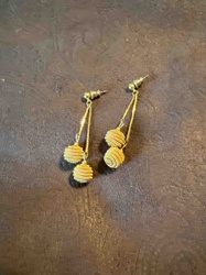Gold-Tone Dangle Earrings with Wire-Wrapped Spheres