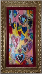 Abstract Hearts Painting in Ornate Gilded Frame