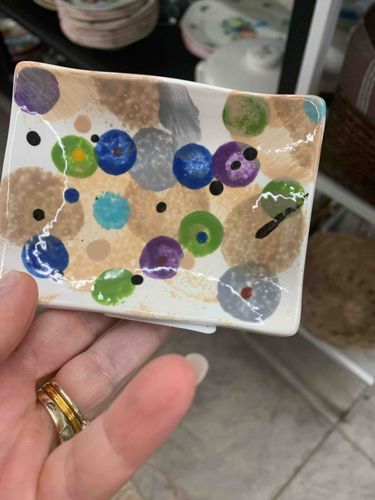 Abstract Polka Dot Ceramic Trinket Dish