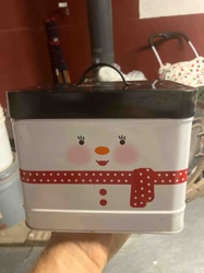 Snowman Decorative Tin Container