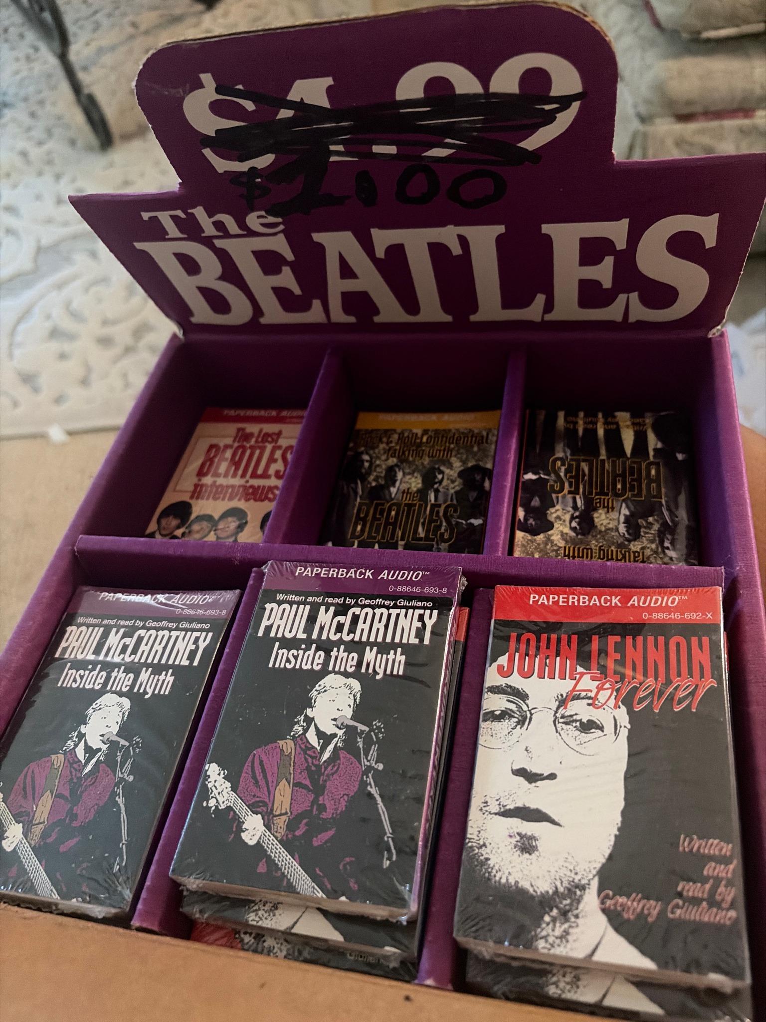Submitted photo of The Beatles Paperback Audio Cassette Store Display (not authenticated)