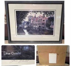 Framed Art Print: Bruges Canal Scene by Loren Chabot