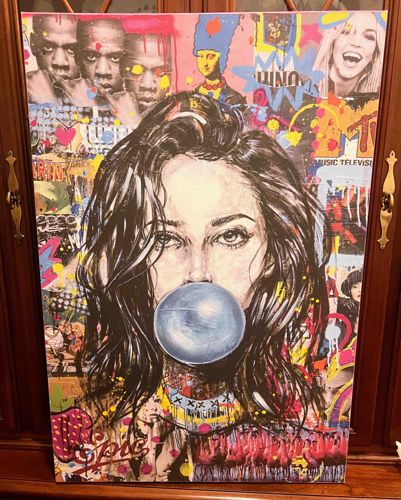 Contemporary Mixed-Media Pop Art Portrait with Bubblegum Effect