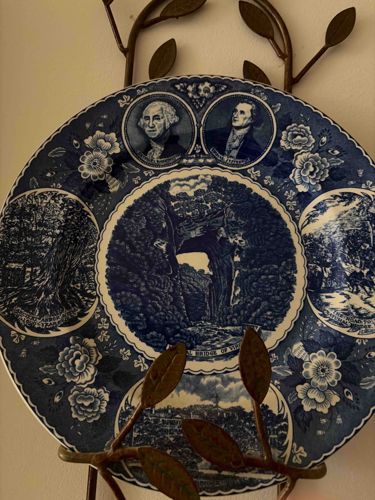Blue and White Historical Commemorative Plate