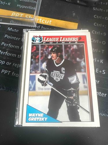 1990 Score Hockey Wayne Gretzky 'League Leaders' Trading Card
