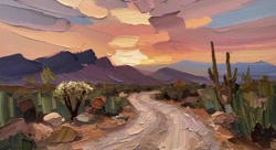 Desert Sunset Palette Knife Landscape Painting