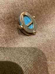 Turquoise Cabochon with Gold-Toned & Pave Bar Component