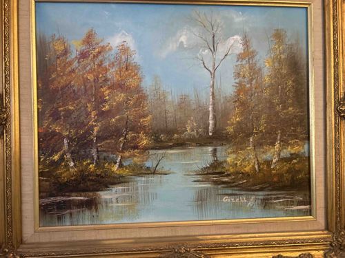 Autumn River Landscape Painting