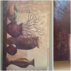 Abstract Still Life Painting with Urns and Branches