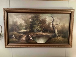 Framed Landscape Oil Painting