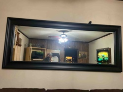 Large Rectangular Wall Mirror with Black Beveled Frame