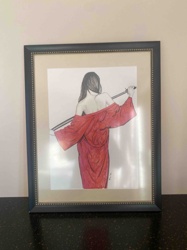 Framed 'Warrior Woman' Drawing by Eris Newson