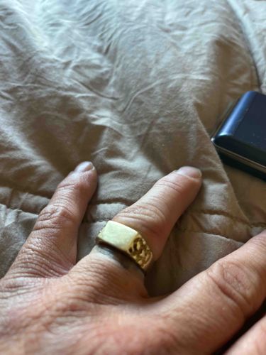 Yellow Gold Signet Ring with Openwork Greek Key Shoulders