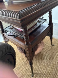 Victorian Era Carved Wood Two-Tiered Side Table