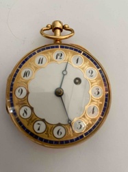 Gold and Enamel Open-Faced Pocket Watch