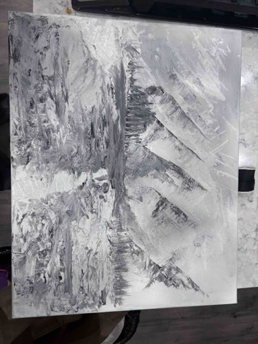 Abstract Monochrome Impasto Landscape Painting