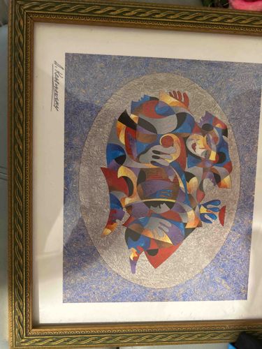 Framed Abstract Modern Art Print/Painting (Signed 'J. Keepnesses')