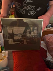 Framed Canal or Port Scene Monochromatic Art Print