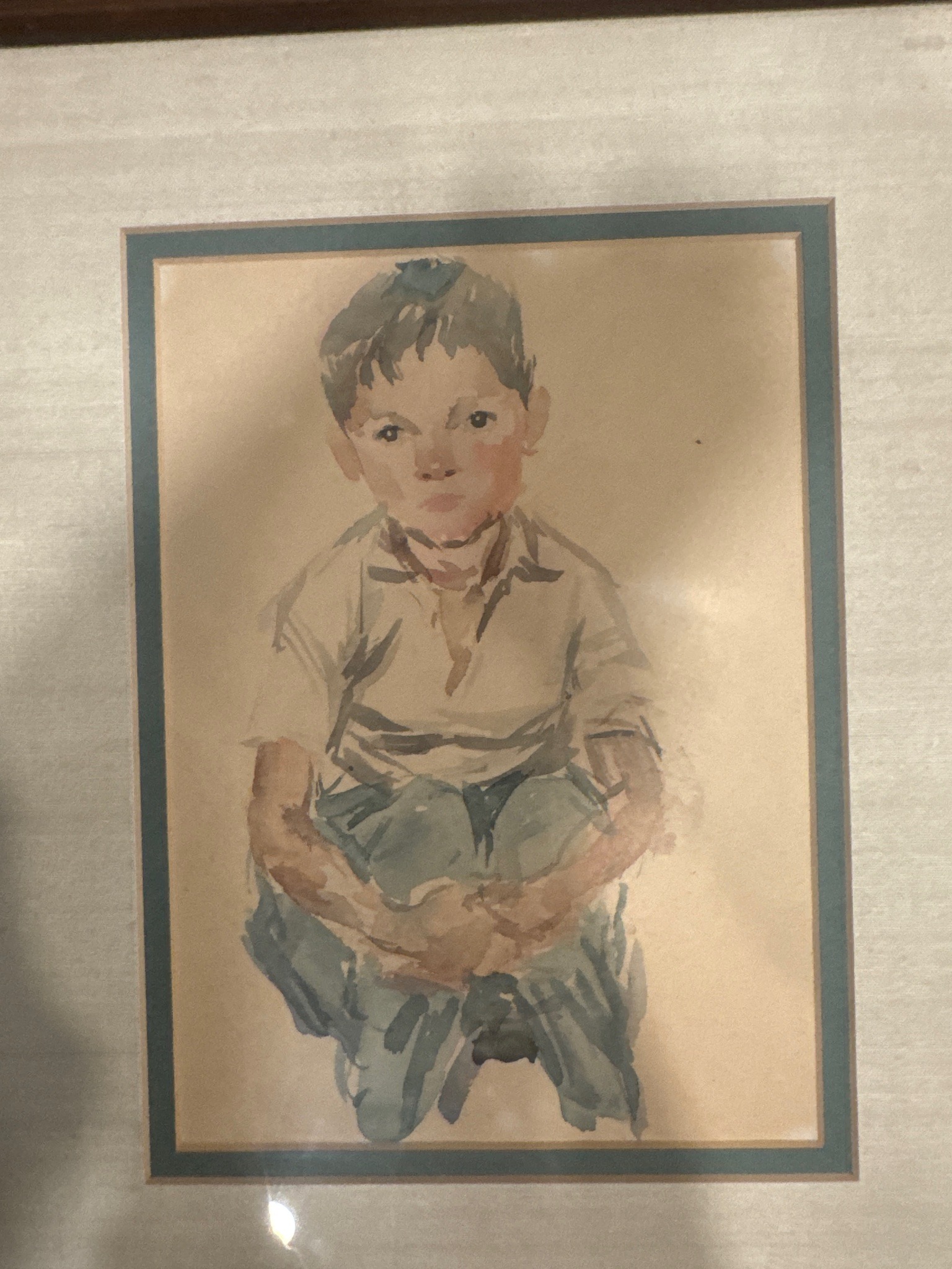 Submitted photo of Watercolor portrait of a boy, unverified artist attribution