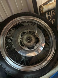 Motorcycle Spoked Front Wheel Assembly with Brake Rotor