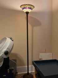 Tiffany-Style Stained Glass Torchiere Floor Lamp