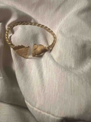 21k Gold Open Cuff Rope Bangle with Stylized End Motifs
