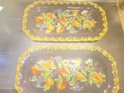 Pair of Decorative Fruit Motif Serving Platters