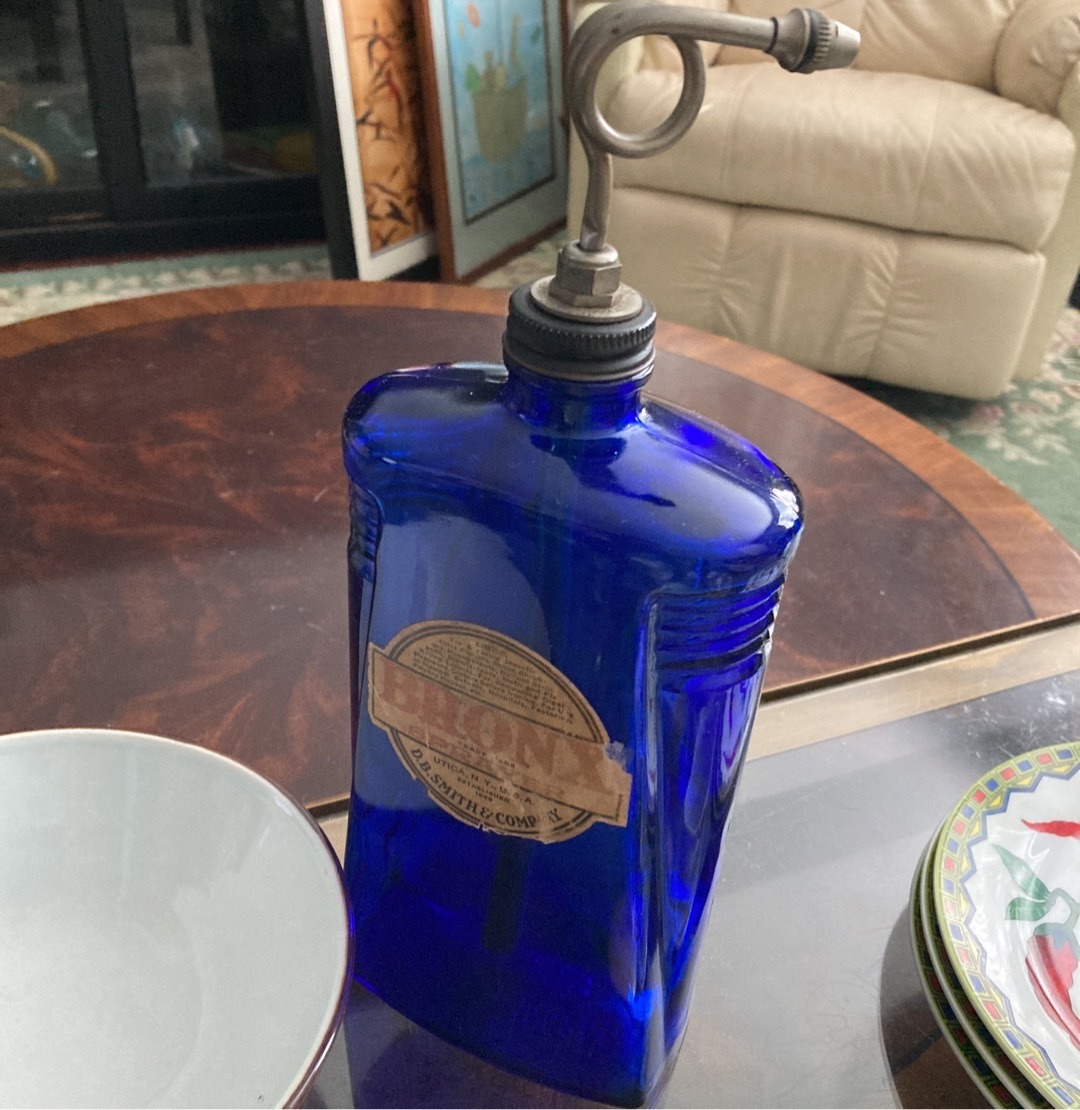 Submitted photo of Cobalt Blue Glass Sprayer, attributed to D.B. Smith & Company (not authenticated)
