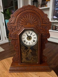 Victorian Era Carved Oak Mantel Clock