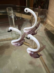 Set of Three Murano-style Art Glass Swan Figurines