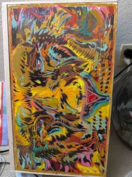 Abstract Mixed Media Artwork in Repurposed Wooden Box Frame