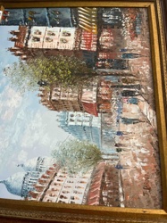 Impasto Oil Painting of a European Cityscape by J. Sardo