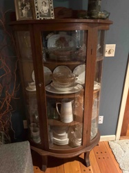 Antique Curved Glass China Cabinet (Curio Cabinet)