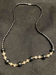 Beaded Pearl and Hematite Necklace