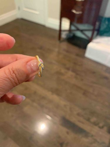 Gold-Toned Knot Ring with Pave Setting