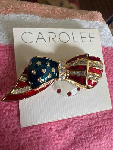 Carolee American Flag Bow Pin/Brooch